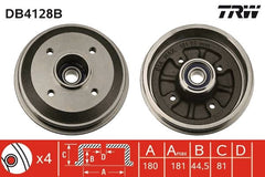 2x Bremstrommel Hinterachse für CITROËN PEUGEOT XSARA Coupe ZX Break 306
