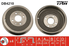 2x Bremstrommel Hinterachse für ALFA ROMEO FIAT LANCIA 145 146 DOBLO