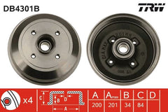 2x Bremstrommel Hinterachse für OPEL CORSA C Kasten/Schrägheck