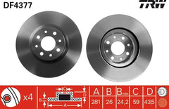 2x Bremsscheibe Vorderachse für ALFA ROMEO FIAT LANCIA MITO BRAVO II STILO