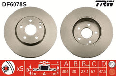 2x Bremsscheibe Vorderachse für MERCEDES-BENZ E-KLASSE T-Model