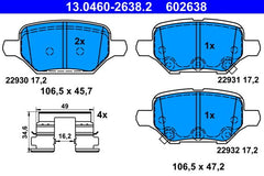 Bremsbelagsatz Scheibenbremse Hinterachse für OPEL CHEVROLET MOKKA / X TRAX
