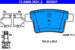 Bremsbelagsatz Scheibenbremse Hinterachse für FORD JAGUAR MONDEO III Stufenheck
