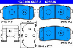 Bremsbelagsatz Scheibenbremse Hinterachse für HYUNDAI KIA ix55 H-1 Cargo Travel