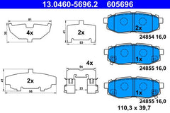 Bremsbelagsatz Scheibenbremse Hinterachse für SUBARU FORESTER LEGACY V Station