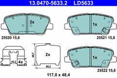 Bremsbelagsatz Scheibenbremse Hinterachse für HYUNDAI KIA GRAND SANTA FÉ II III