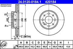 2x Bremsscheibe Vorderachse für FIAT FORD 500 C PANDA / CLASSIC