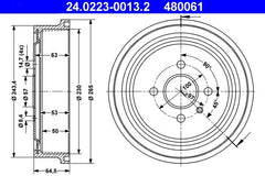 2x Bremstrommel Hinterachse für OPEL ASTRA F Caravan G Stufenheck CC Coupe