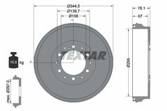 2x Bremstrommel Hinterachse für TOYOTA FORTUNER HILUX VII Pick-up VIII