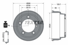Bremstrommel Hinterachse für HYUNDAI H100 Pritsche/Fahrgestell H-1 Travel PORTER