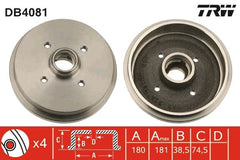 2x Bremstrommel Hinterachse für AUDI SEAT VW 50 80 B1 Stufenheck B2 COUPE