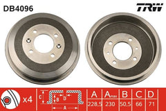 2x Bremstrommel Hinterachse für CITROËN PEUGEOT BERLINGO / FIRST