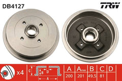 2x Bremstrommel Hinterachse für AUDI SEAT SKODA VW 80 B2 Stufenheck CORDOBA