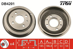 2x Bremstrommel Hinterachse für FIAT CINQUECENTO SEICENTO / 600