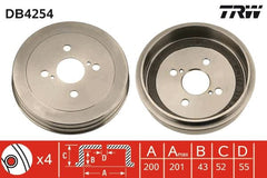 2x Bremstrommel Hinterachse für TOYOTA YARIS VERSO VAN
