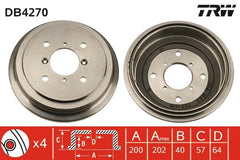 2x Bremstrommel Hinterachse für SUBARU SUZUKI JUSTY II SWIFT Stufenheck