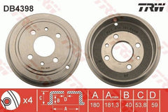2x Bremstrommel Hinterachse für FIAT FORD LANCIA 500 C BRAVA BRAVO I GRANDE
