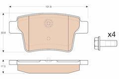 Bremsbelagsatz Scheibenbremse Hinterachse für FORD JAGUAR MONDEO III Stufenheck