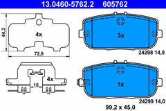Bremsbelagsatz Scheibenbremse Hinterachse für FIAT MAZDA ABARTH 124 Spider MX-5
