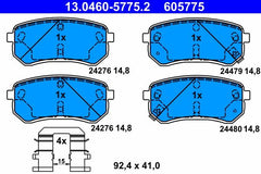 Bremsbelagsatz Scheibenbremse Hinterachse für HYUNDAI KIA i10 I PICANTO II