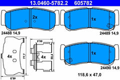Bremsbelagsatz Scheibenbremse Hinterachse für HYUNDAI SANTA FÉ II Kasten/SUV