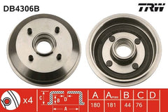 2x Bremstrommel Hinterachse für FORD ESCORT V Turnier VI Cabriolet Stufenheck