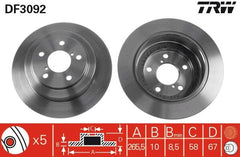 2x Bremsscheibe Hinterachse für SUBARU FORESTER IMPREZA Coupe Stufenheck