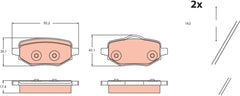 Bremsbelagsatz Scheibenbremse Hinterachse für CITROËN OPEL PEUGEOT JEEP DS C4