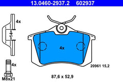 Bremsbelagsatz Scheibenbremse Hinterachse für AUDI PEUGEOT SEAT SKODA VW A4 B6