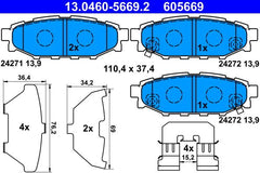 Bremsbelagsatz Scheibenbremse Hinterachse für SUBARU BRZ FORESTER IMPREZA