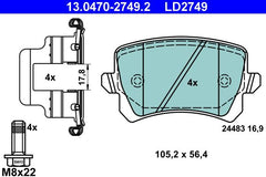 Bremsbelagsatz Scheibenbremse Hinterachse für AUDI SEAT SKODA VW A3 Sportback