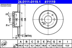 2x Bremsscheibe Vorderachse Hinterachse für FIAT FORD LANCIA ABARTH 500 C