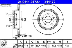 2x Bremsscheibe Hinterachse für FORD C-MAX II GRAND KUGA TOURNEO CONNECT / V408