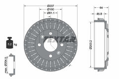2x Bremstrommel Hinterachse für RENAULT DACIA SMART CLIO V TWINGO III LOGAN