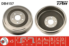 2x Bremstrommel Hinterachse für CITROËN FIAT LANCIA PEUGEOT EVASION