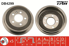 2x Bremstrommel Hinterachse für AUDI SEAT SKODA VW A2 CORDOBA IBIZA III IV SC