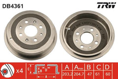 2x Bremstrommel Hinterachse für FIAT OPEL GRANDE PUNTO EVO ADAM CORSA D