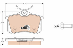 Bremsbelagsatz Scheibenbremse Hinterachse für CITROËN PEUGEOT DS C3 AIRCROSS II