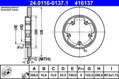 2x Bremsscheibe Hinterachse für FORD TRANSIT V363 Kasten Pritsche/Fahrgestell