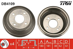 2x Bremstrommel Hinterachse für HONDA ROVER CIVIC III Stufenheck Hatchback IV V