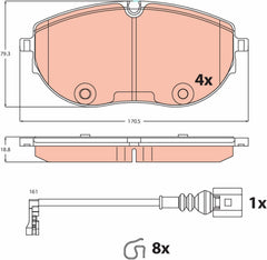 Bremsbelagsatz Scheibenbremse Vorderachse für VW CALIFORNIA T6 Camper MULTIVAN