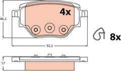 Bremsbelagsatz Scheibenbremse Hinterachse für PEUGEOT 208 II