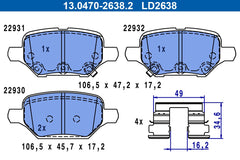 Bremsbelagsatz Scheibenbremse Hinterachse für OPEL CHEVROLET MOKKA / X TRAX