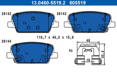 Bremsbelagsatz Scheibenbremse Hinterachse für HYUNDAI SANTA FE IV Kasten/SUV